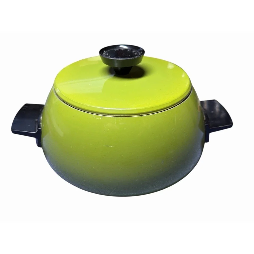 Vintage Nesco Green Electric Fondue Pot w Lid Temperature Control
